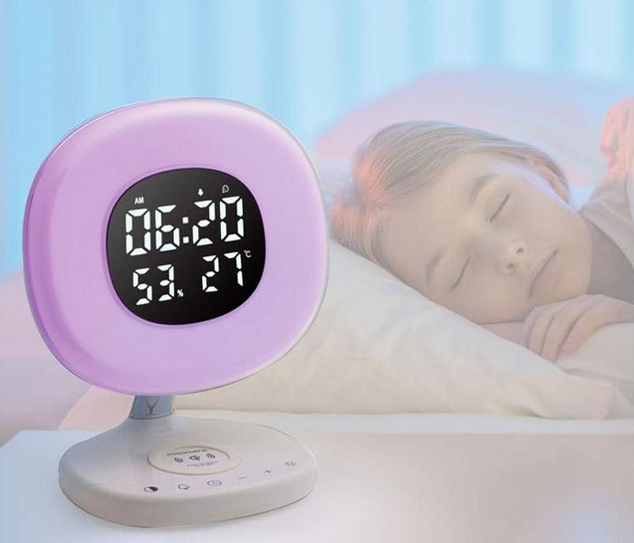 Promate AuraRise Digital Alarm Clock with 6 color LED and Wireless Charging Station - White - Zoom Image 3