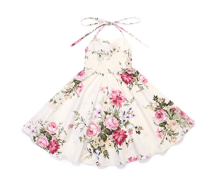 Little Wings 2 Years Summer Vintage Floral Print Casual Boho Toddler Valentine Frock - Cream - Zoom Image 2