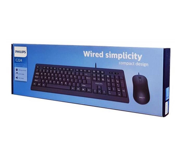 Philips SPT6224High-Gloss Surface USB 2.0 Wired Keyboard & Mouse Combo Set - Black - Zoom Image 1