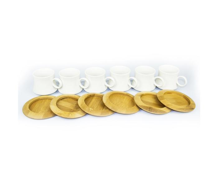 WS - 209 Coffee set with 6 ceramic cups 90ml & 6 bamboo saucers  - Zoom Image 5