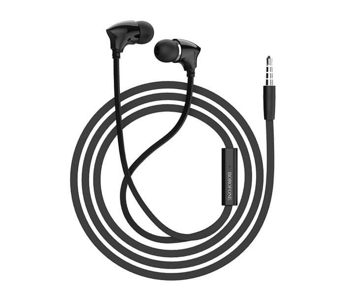 BOROFONE BM26 Rhythm 1.2 mm Cable Earphones with Mic - Black - Zoom Image 2