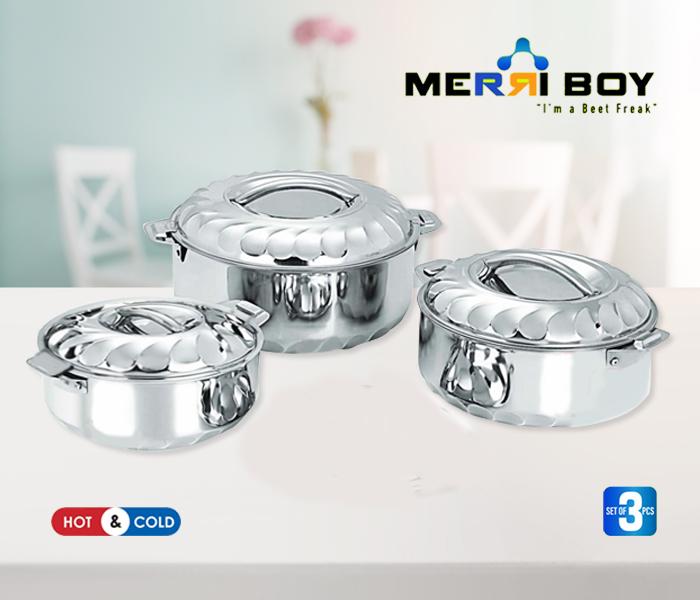 Merri Boy 3 Piece Stainless Steel Insulated Casserole Gift Set - Silver - Zoom Image 1