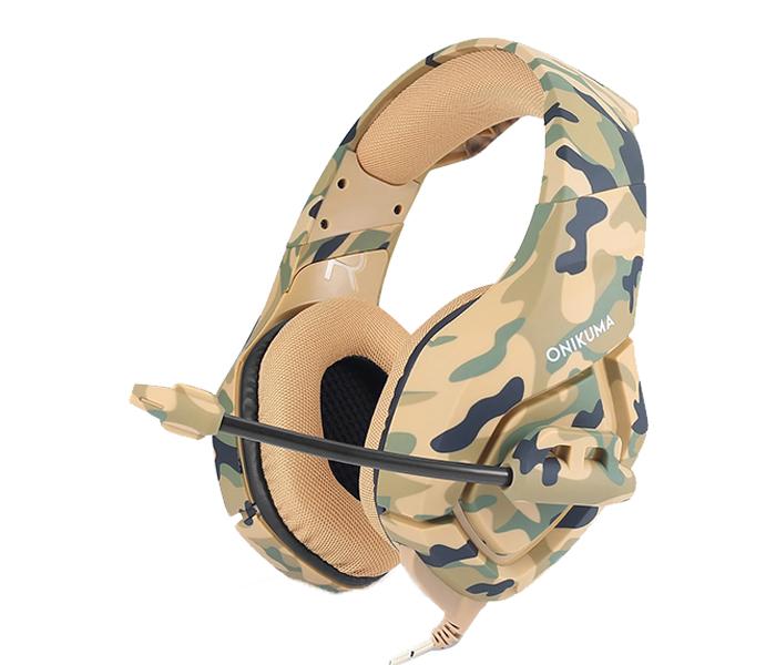 Onikuma K1-B 3.5mm Over-Ear Stereo Gaming Headset with Microphone and LED Light - Camouflage Yellow - Zoom Image 1