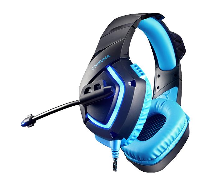 Onikuma K1-B 3.5mm Over-Ear Stereo Gaming Headset with Microphone and LED Light - Black & Blue - Zoom Image 2