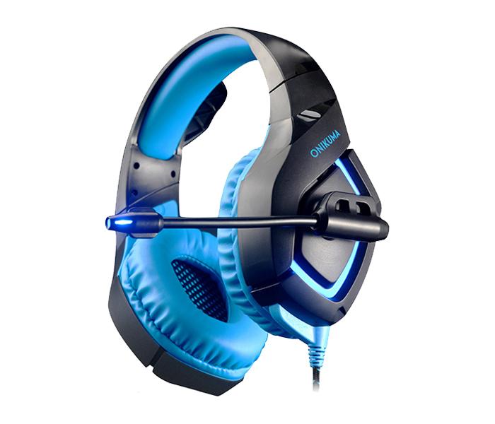 Onikuma K1-B 3.5mm Over-Ear Stereo Gaming Headset with Microphone and LED Light - Black & Blue - Zoom Image 3