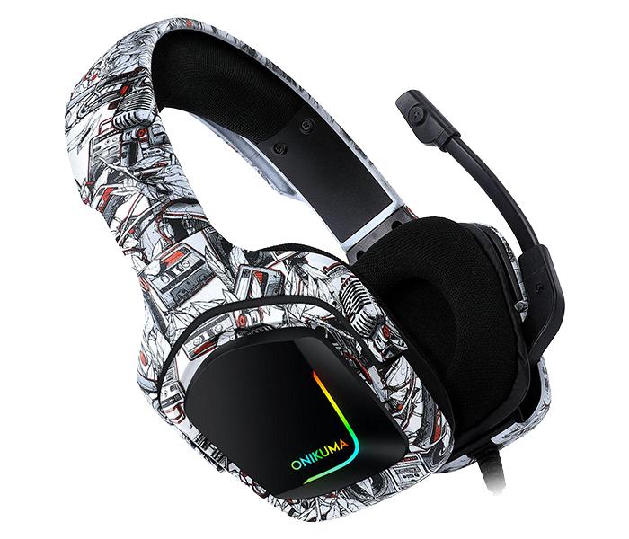 Onikuma K20 Gaming Over-Ear Headset with Microphone & RGB Light - White Camo - Zoom Image 3