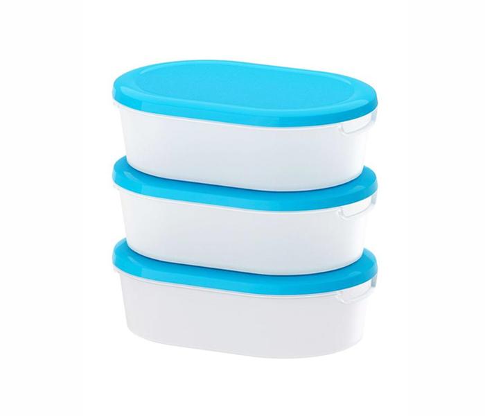 IKEA MX-13383827 3 Piece Food Storage Container Set - White and Blue - Zoom Image