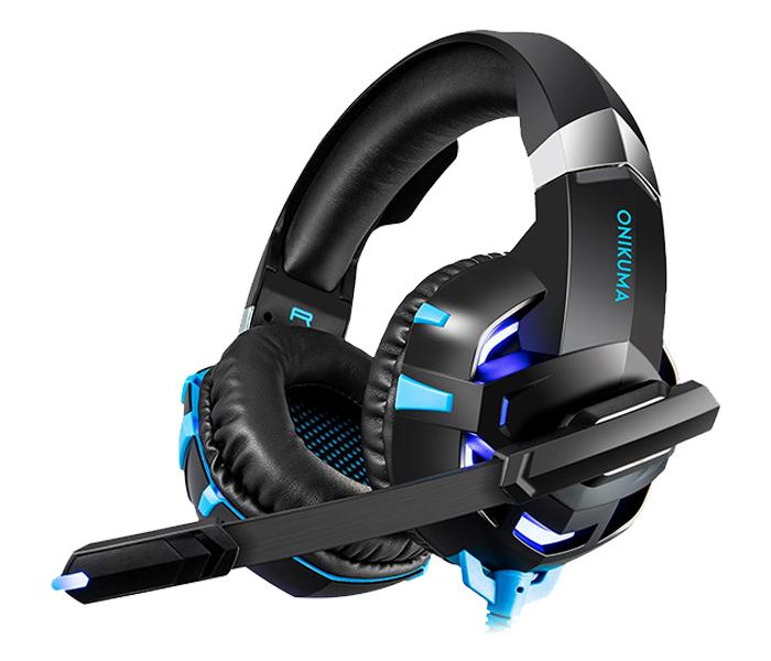 Onikuma K2 Pro Stereo Gaming Headset with Microphone Control and LED Light - Black & Blue - Zoom Image 1