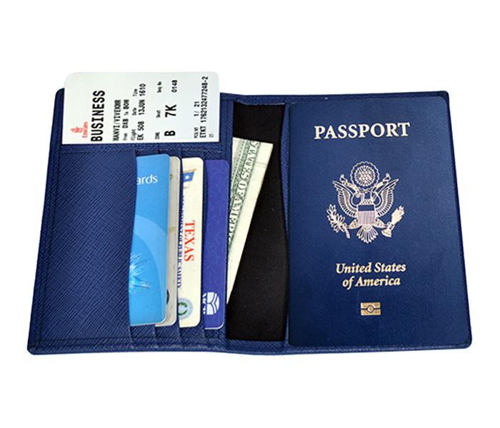 Gilani Leather Goods VPC Leather Pocket Size Travel Wallet - Blue - Zoom Image 3