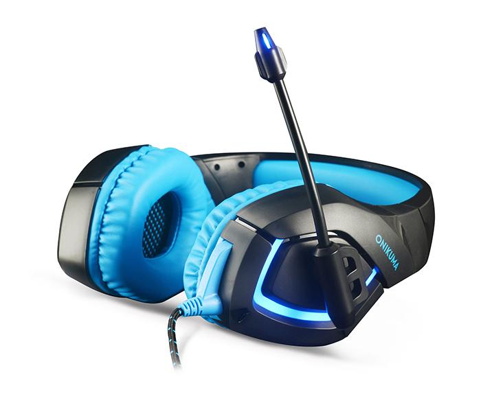 Onikuma K1-B 3.5mm Over-Ear Stereo Gaming Headset with Microphone and LED Light - Black & Blue - Zoom Image 4