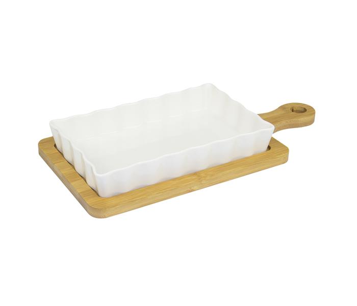  WS-77 Ceramic Snack Plate with Bamboo Base - Zoom Image 3