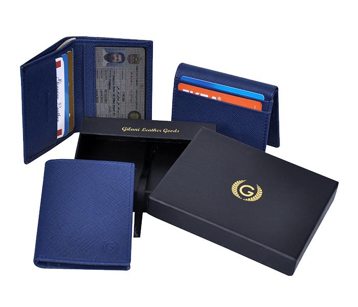 Gilani Leather Goods D212 Leather Vertical Card Holder Wallet - Blue - Zoom Image 5