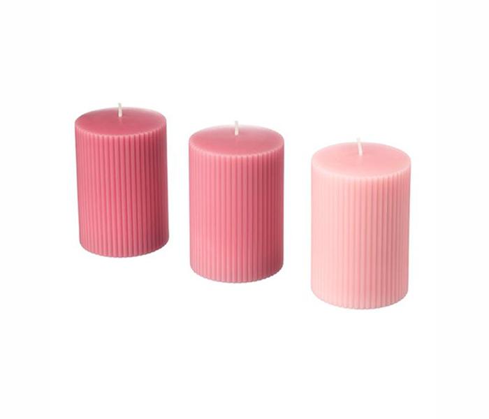 IKEA MX-28197338 3-Piece Scented Block Candle Set - Pink - Zoom Image