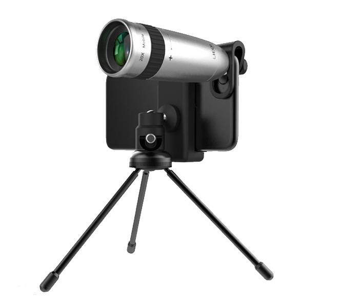 Lieqi LQ-181 HD 20X Telescope Lens without Distortion with Tripod for Smart Phones - Grey - Zoom Image 2