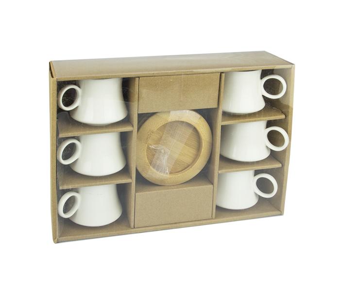 WS - 209 Coffee set with 6 ceramic cups 90ml & 6 bamboo saucers  - Zoom Image 4