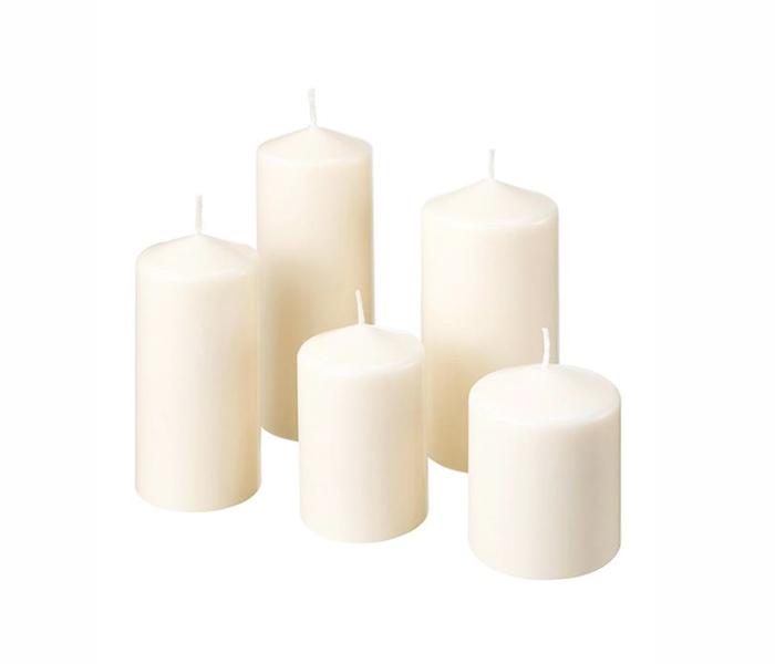 IKEA MX-28197431 5 Piece Unscented Block Candle Set - White - Zoom Image