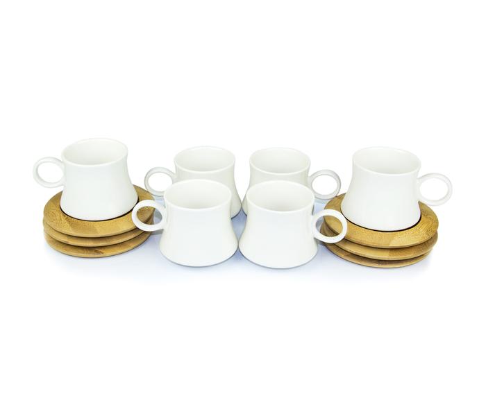 WS - 209 Coffee set with 6 ceramic cups 90ml & 6 bamboo saucers  - Zoom Image 2