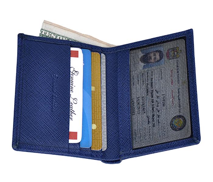 Gilani Leather Goods D212 Leather Vertical Card Holder Wallet - Blue - Zoom Image 3