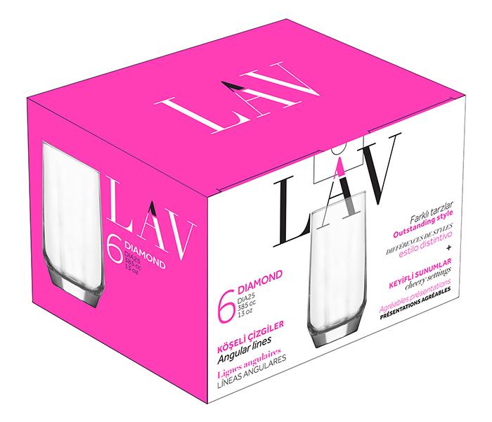 LAV LV-DIA25F 385cc Diamond Soft Drink Glass - 6 Pieces - Zoom Image 2