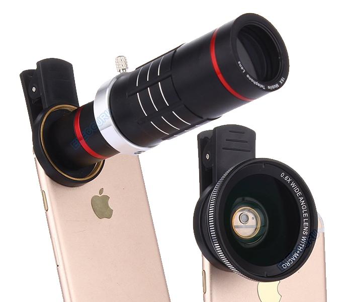 18X Zoom Mobile Telephone Lens with 0.6X Wide Angle Lens - Black - Zoom Image 1