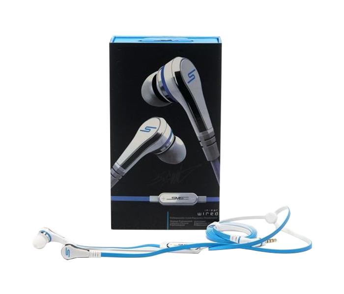 JF-A6 In-Ear Wired Earphones with Microphone - White & Blue - Zoom Image 2