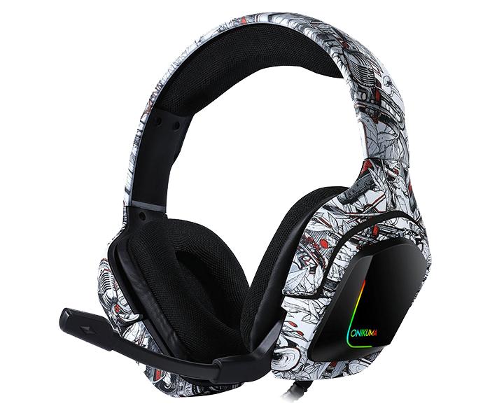 Onikuma K20 Gaming Over-Ear Headset with Microphone & RGB Light - White Camo - Zoom Image 1