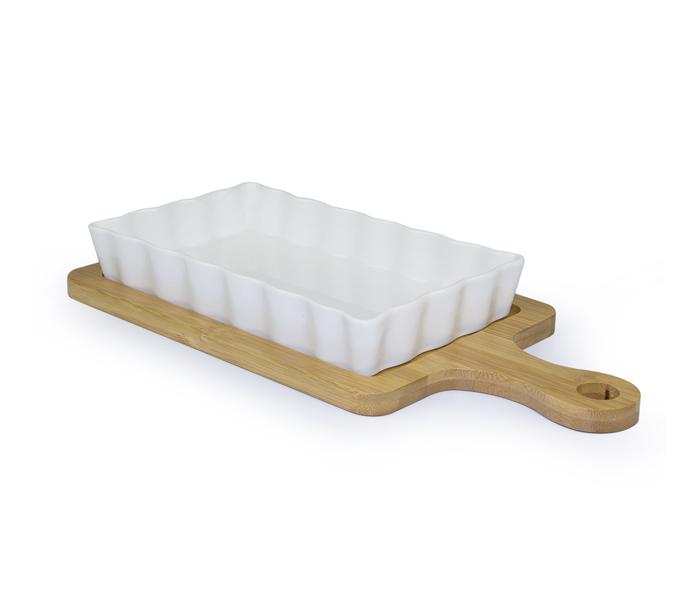  WS-77 Ceramic Snack Plate with Bamboo Base - Zoom Image 5