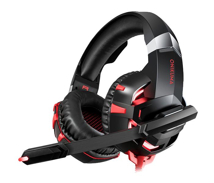 Onikuma K2 Pro Stereo Gaming Headset with Microphone Control and LED Light - Black & Red - Zoom Image 1