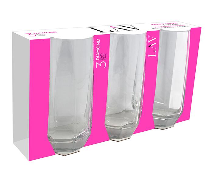 LAV LV-DIA25A 385cc Diamond Soft Drink Glass - 3 Pieces - Zoom Image 2