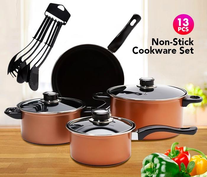 Olympia OE-1414 13Pcs Non-Stick Cookware Set Gold - Zoom Image