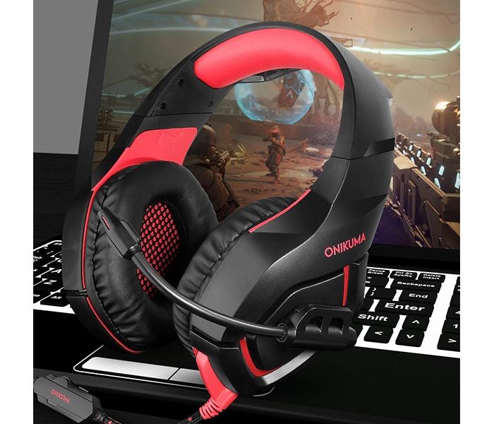 Onikuma K1-B 3.5mm Over-Ear Stereo Gaming Headset with Microphone and LED Light - Black & Red - Zoom Image 5