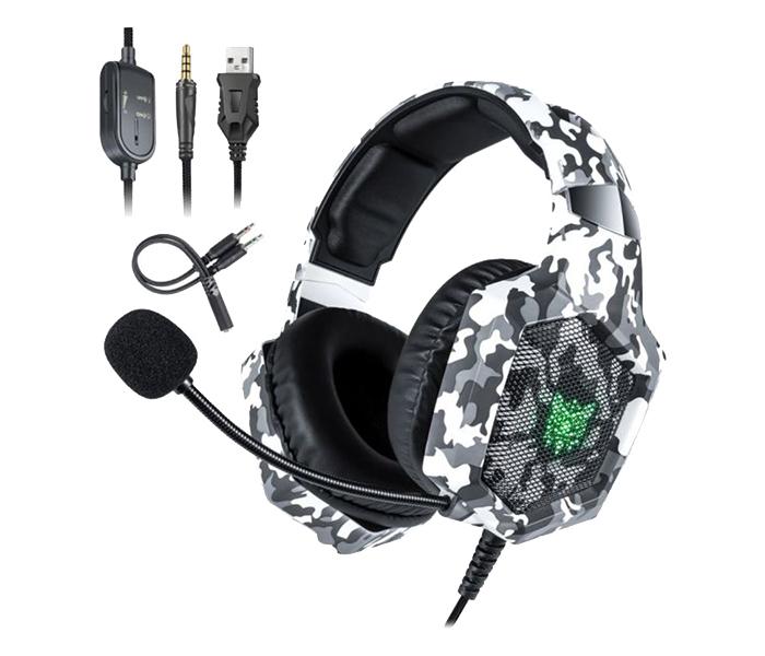 Onikuma K8 Stereo Gaming Headset with Microphone and LED Light - Camouflage White - Zoom Image 6