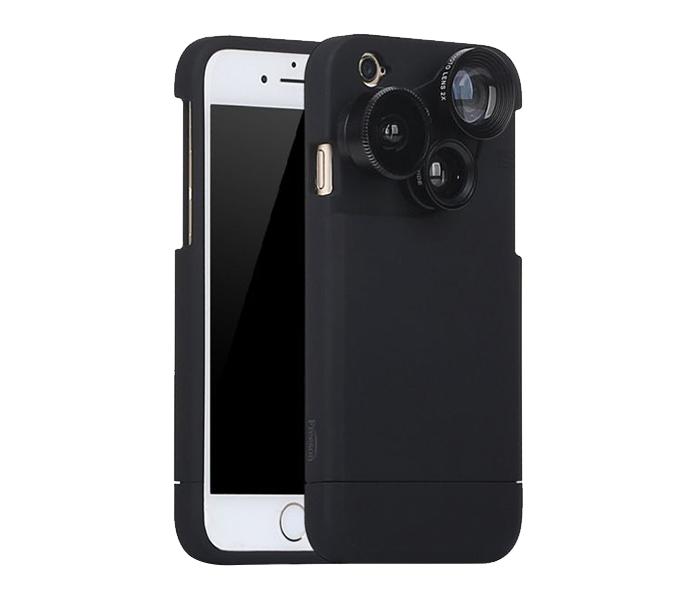 Pickogen HE-099 Rotation 4-in-1 Mobile Phone Lens Ultra Wide Macro Lens Mobile Case for iPhone 6s - Black - Zoom Image 1