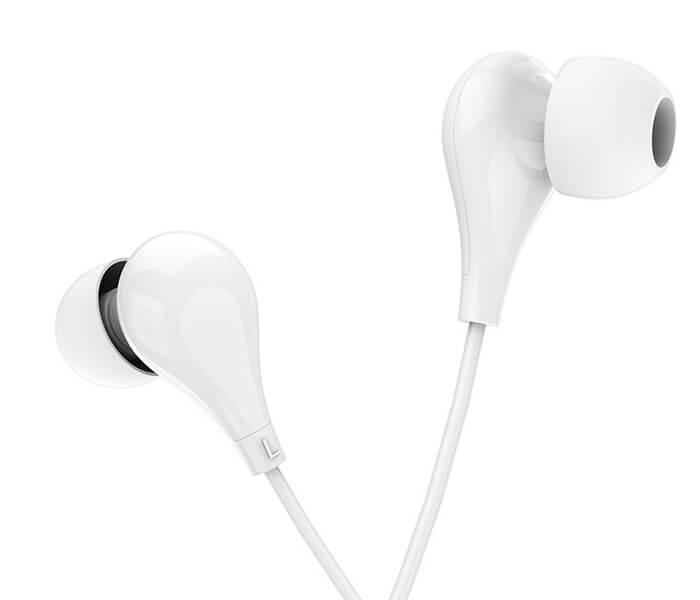 BOROFONE BM24 Milo Earphones with Mic (White) - 1.2mm Cable - Zoom Image 1