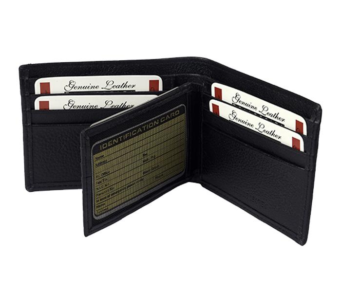 Gilani Leather Goods G1259 Leather Center Flap Wallet - Black - Zoom Image 2