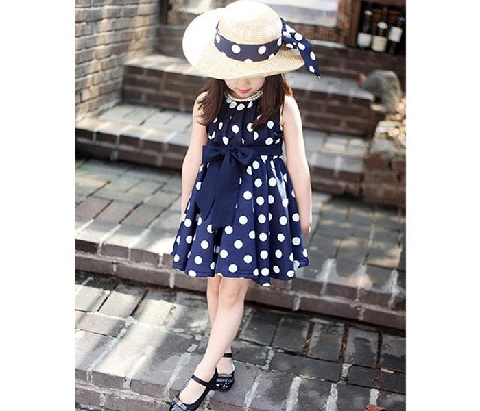 Little Wings 1 year Polka Dot Lolita Style Knee Length Frock - Blue  - Zoom Image