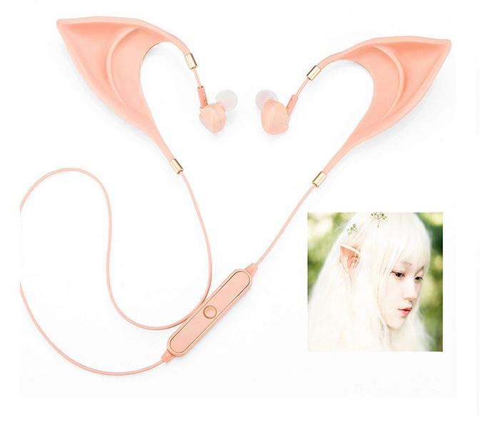 Bluetooth Noise Isolating Elf Earphones with Microphone for Mobile - Beige - Zoom Image 4