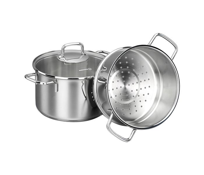 Korkmaz KO-A1521 3.5 Litre Stainless Steel Perla 2 Tier Multi Purpose Steamer with Lid - Silver - Zoom Image