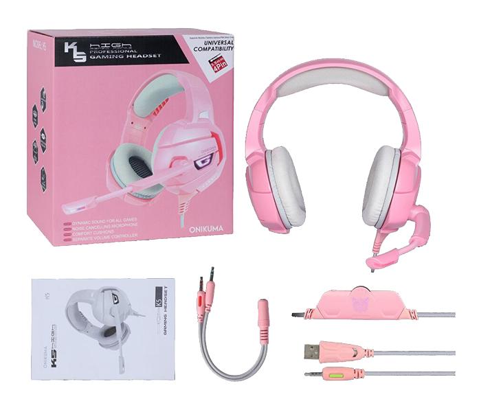 Onikuma K5 Gaming Over-Ear Headset with Mic - Pink - Zoom Image 3