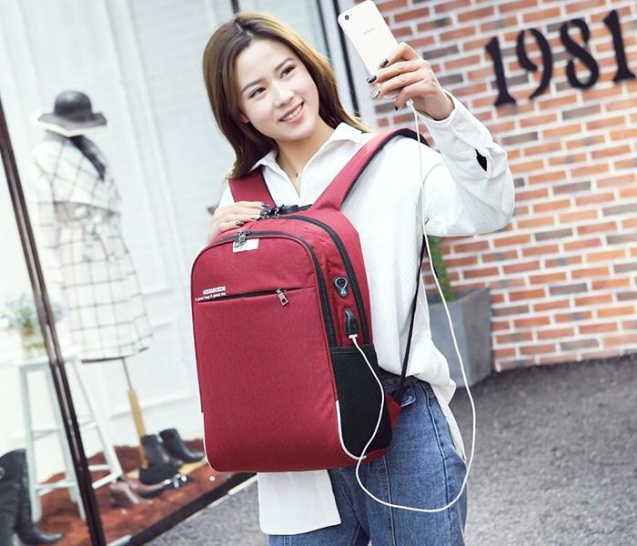 Microdigit ATB M8277 Antitheft 15.6 inch Password Lock Notebook Backpack - Maroon - Zoom Image 3