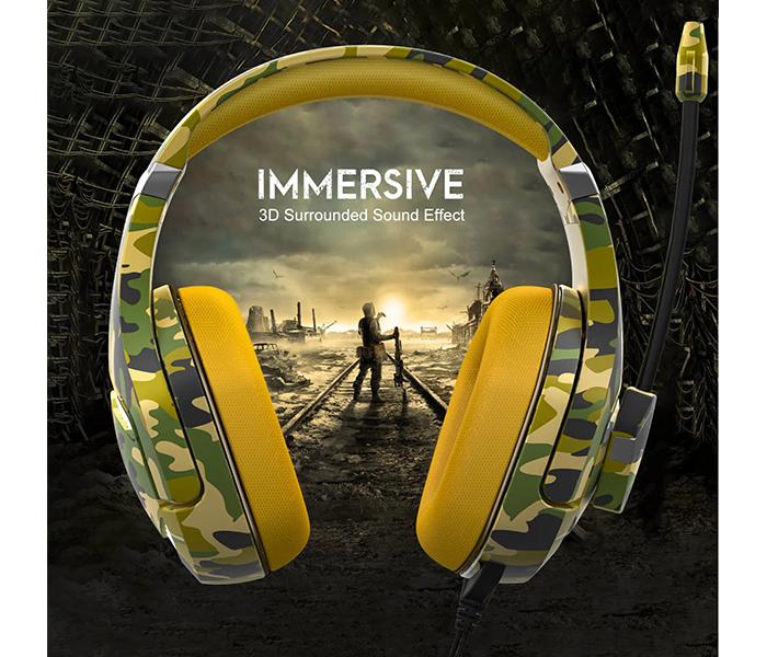 Onikuma K1-B Pro Stereo Gaming Headset with Microphone Control and LED Light - Camouflage Yellow - Zoom Image 3