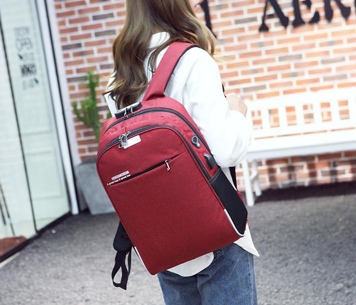 Microdigit ATB M8277 Antitheft 15.6 inch Password Lock Notebook Backpack - Maroon - Zoom Image 2