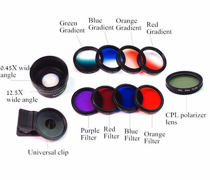 Universal 11-in-1 Wide Angle Macro Lens Gradient Filter Lens for Smartphone - Black - Zoom Image 3