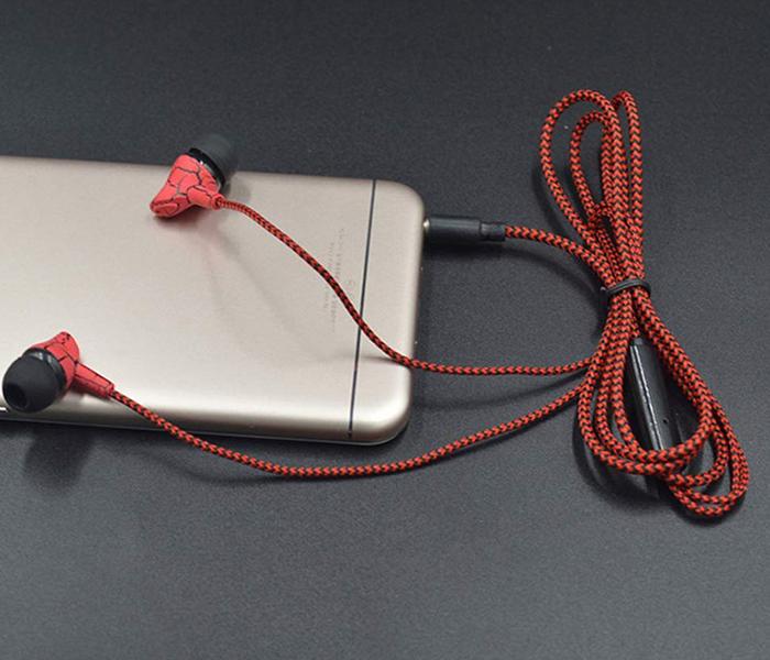 LP-T9 Sport In-Ear Cloth Rope Stereo Earphone with Microphone - Red - Zoom Image 2