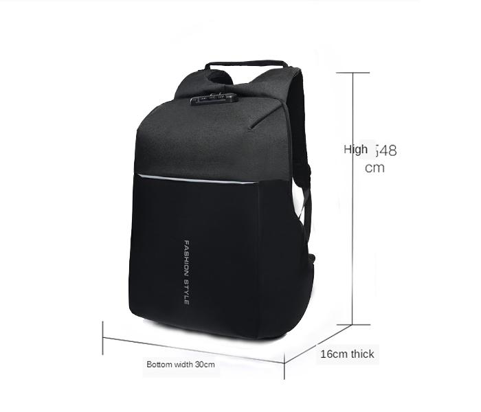 Fashion Style Anti-Theft Backpack with USB Charging - Black - Zoom Image 3