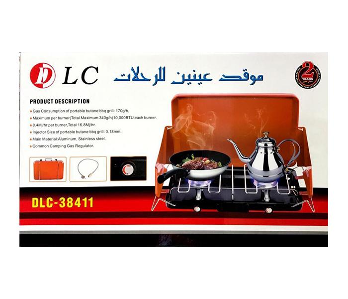 DLC 38411 Double Burner Camping Stove with Gas Burner - Black & Orange - Zoom Image