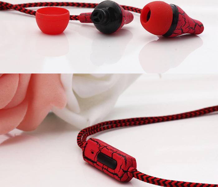 LP-T9 Sport In-Ear Cloth Rope Stereo Earphone with Microphone - Red - Zoom Image 1