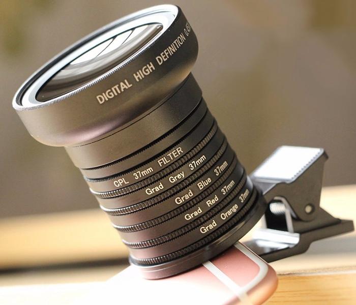 Universal 11-in-1 Wide Angle Macro Lens Gradient Filter Lens for Smartphone - Black - Zoom Image 1