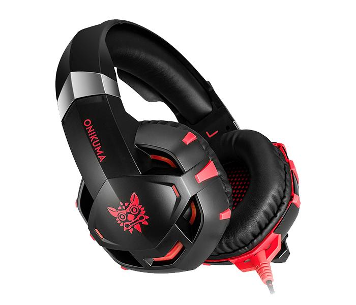 Onikuma K2 Pro Stereo Gaming Headset with Microphone Control and LED Light - Black & Red - Zoom Image 2