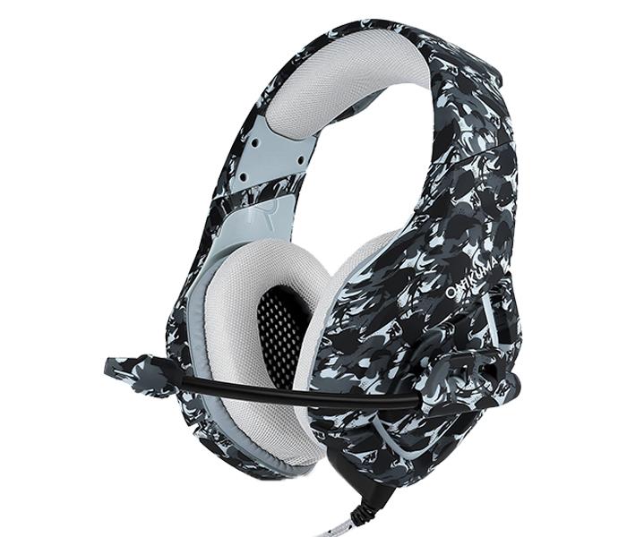 Onikuma K1-B 3.5mm Over-Ear Stereo Gaming Headset with Microphone and LED Light - Camouflage Gray - Zoom Image 1